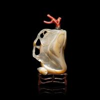 A Chinese Mother of Pearl 'Melon' Snuff Bottle, 19th Century — 清晚期 貝母雕瓜形鼻烟壺