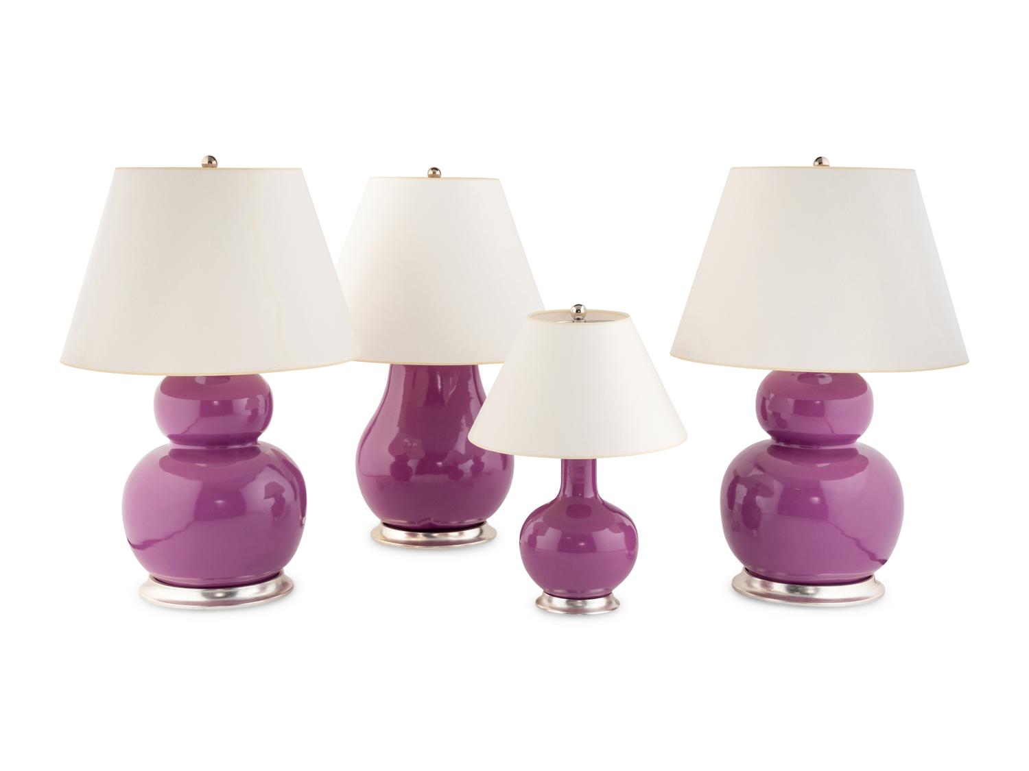 A Group of Four Christopher Spitzmiller Purple Table Lamps