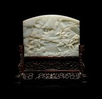 A Fine Pale Celadon Jade Table Screen