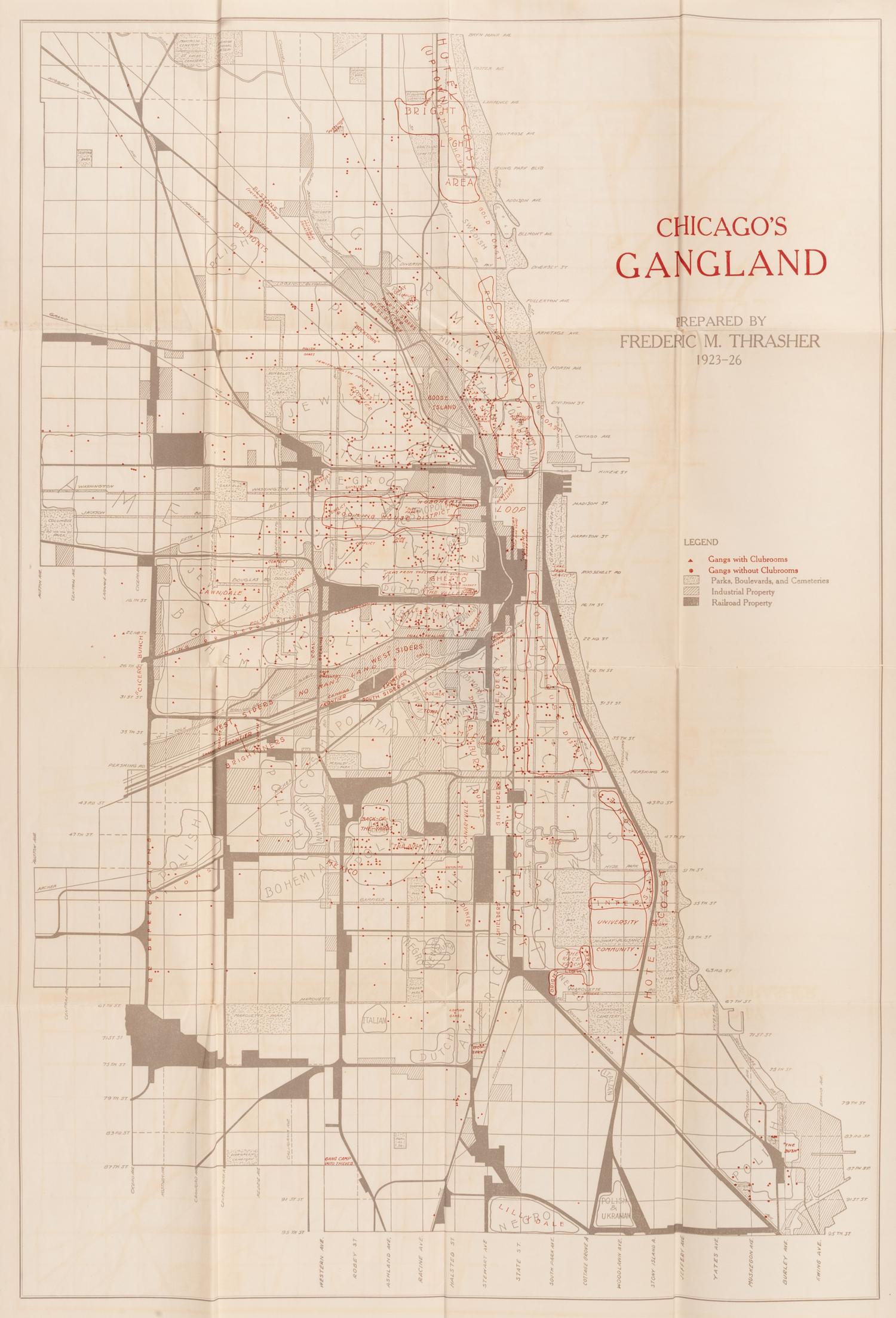 [CHICAGO] -- THRASHER, Frederic M. (1892-1962). Chicago’s Gangland. Chicago: University of Chicago Press, 1926.