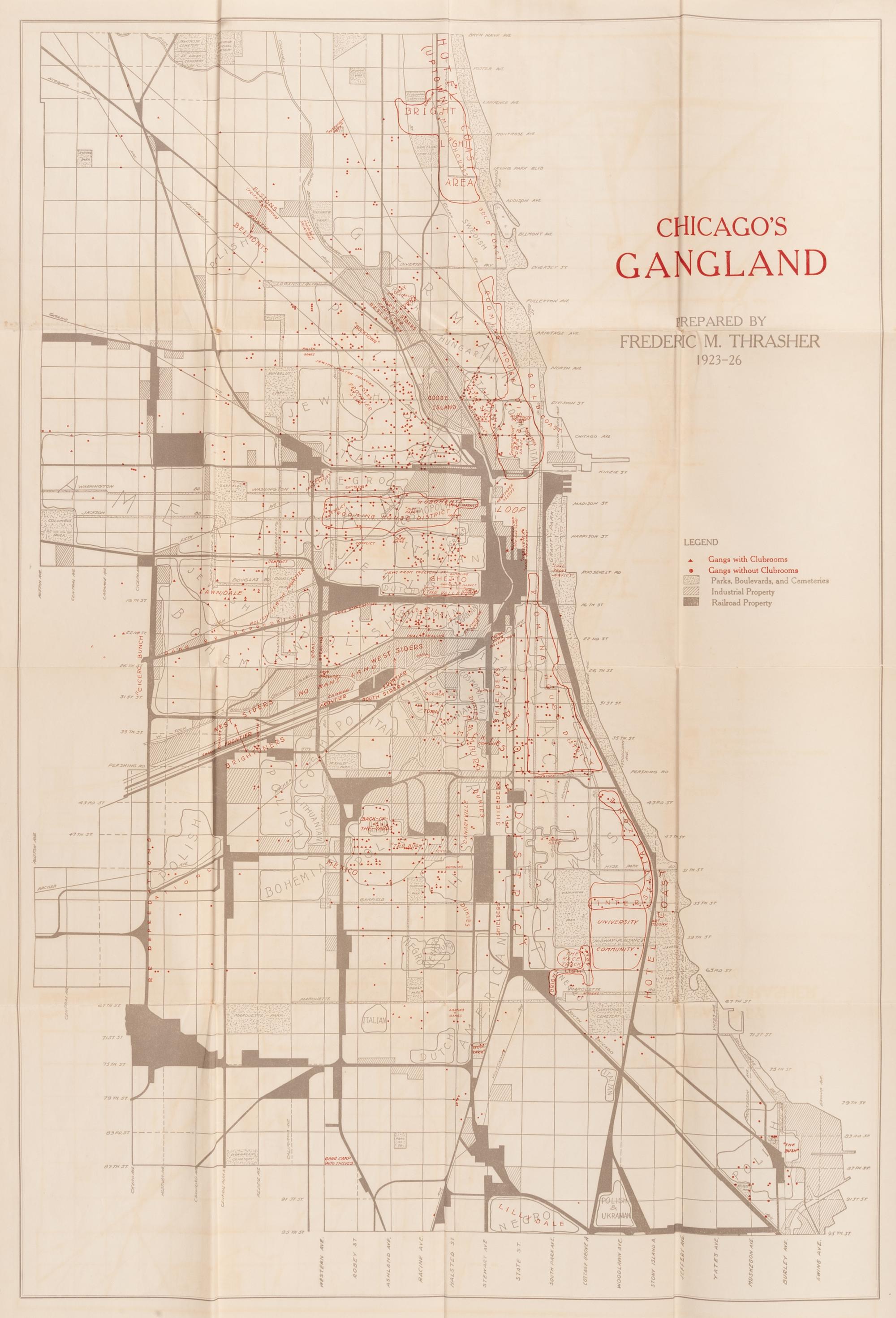 [CHICAGO] -- THRASHER, Frederic M. (1892-1962). Chicago’s Gangland. Chicago: University of Chicago Press, 1926.