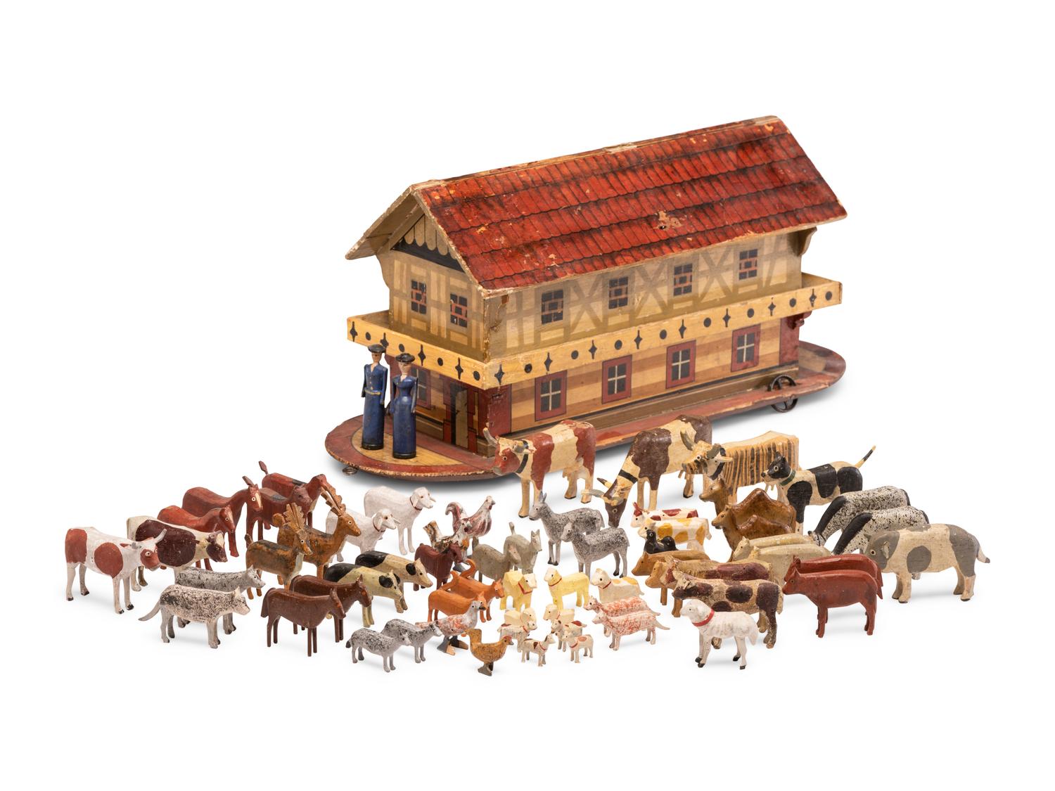 A Noah’s Ark Painted Wood Pull Toy
