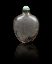 A Chinese Rutilated Quartz Snuff Bottle 19TH CENTURY Height 2 1/4 inches. — 19TH CENTURY