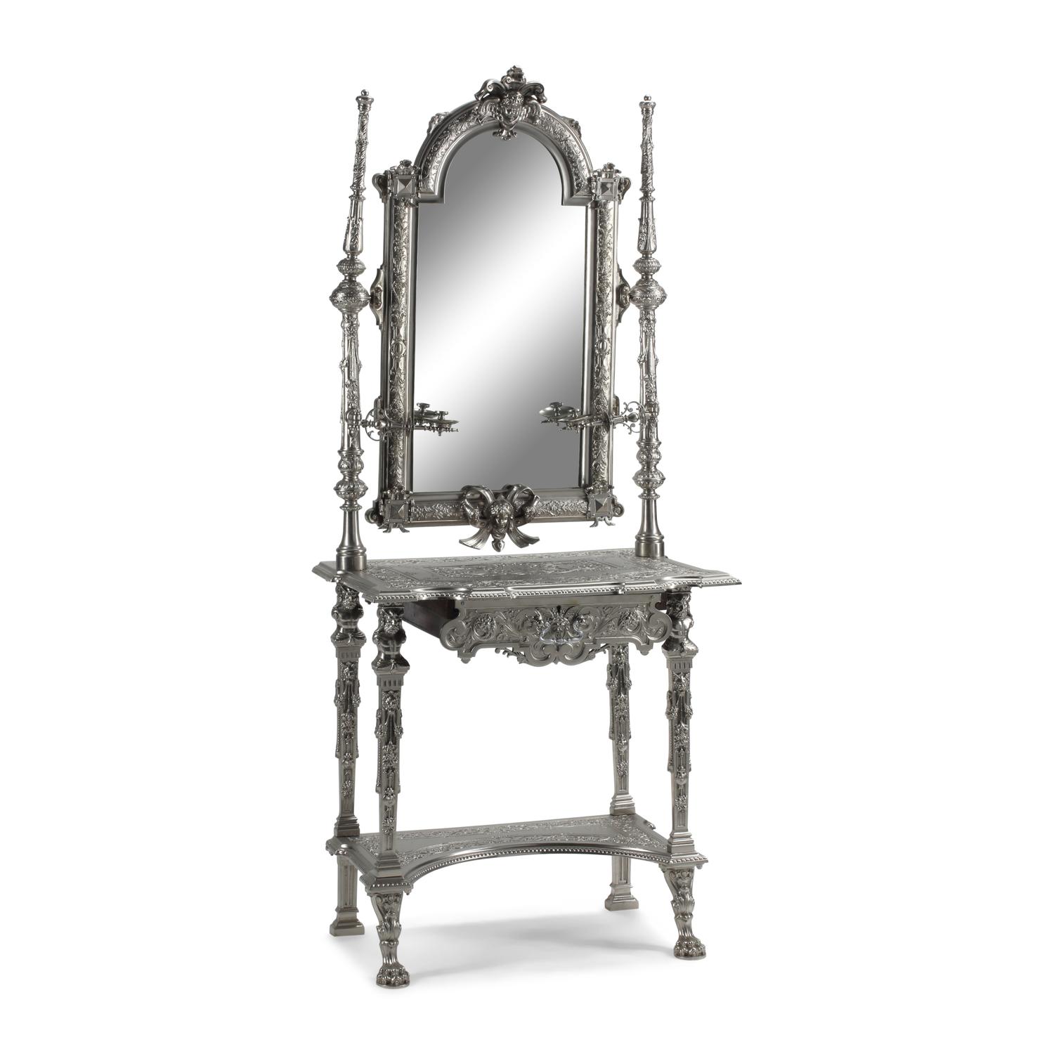 A French Silvered Iron Dressing Table