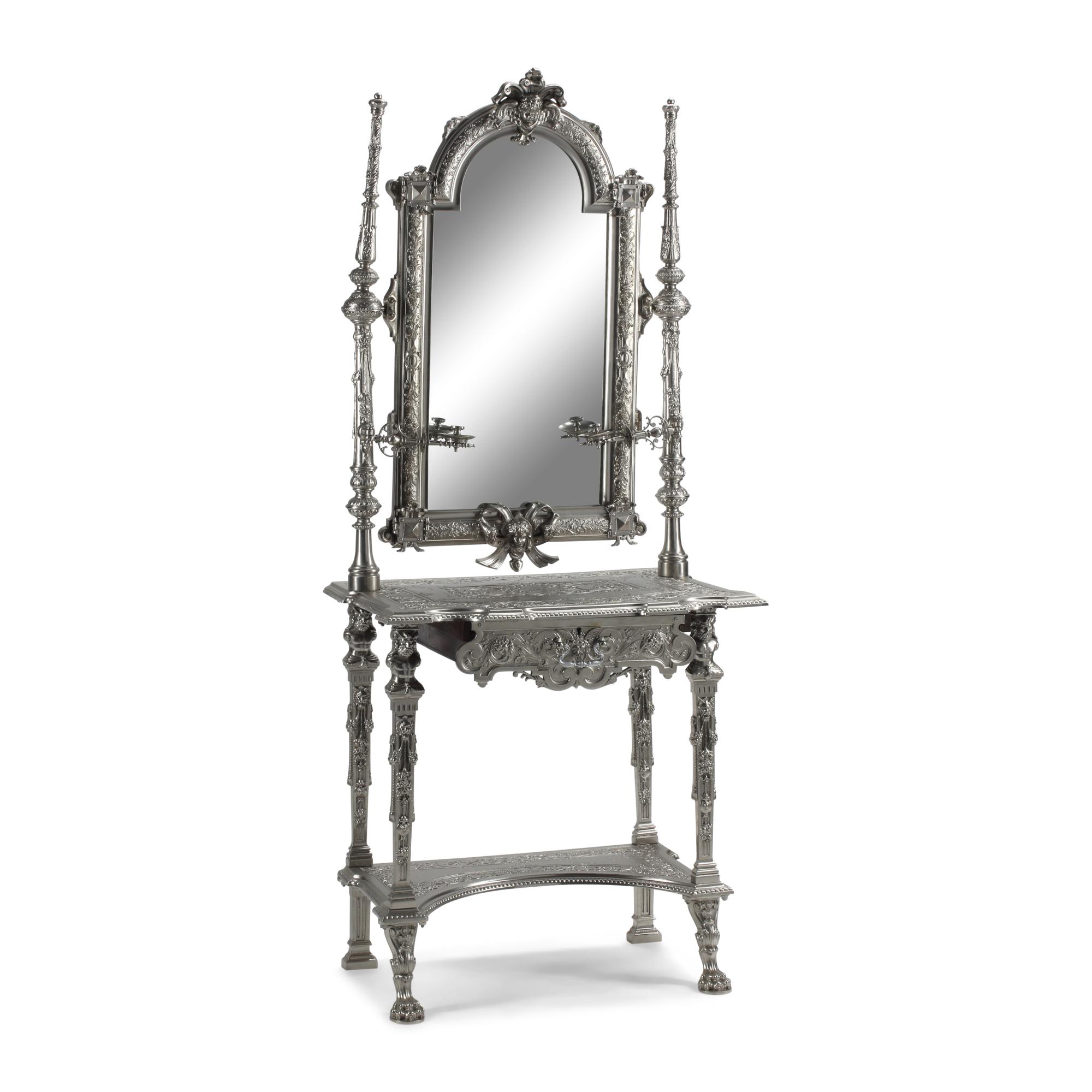 A French Silvered Iron Dressing Table