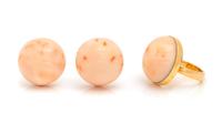 A Collection of Yellow Gold and Angel Skin Coral Jewelry,