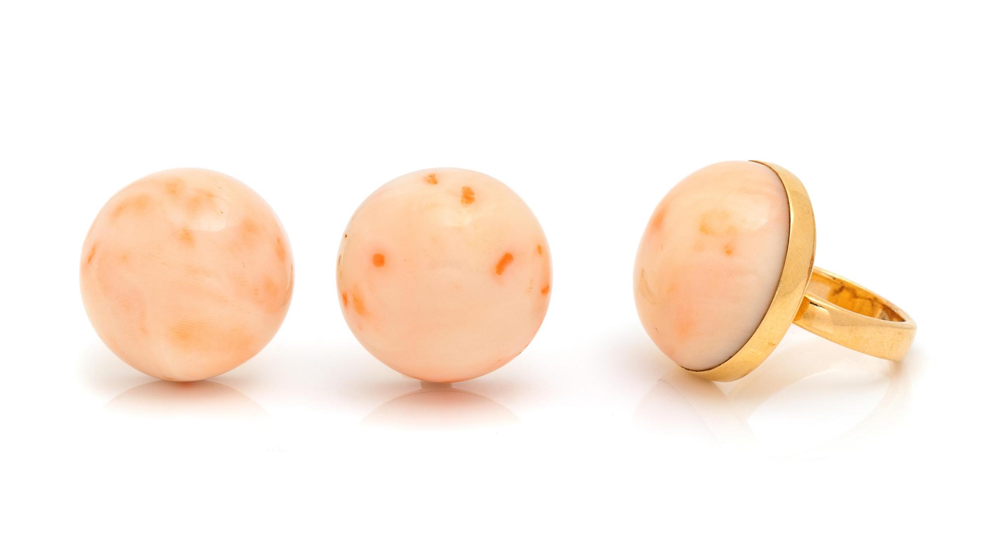 A Collection of Yellow Gold and Angel Skin Coral Jewelry,