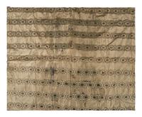 A Pieced Silk 'Courthouse Steps' Pattern Quilt