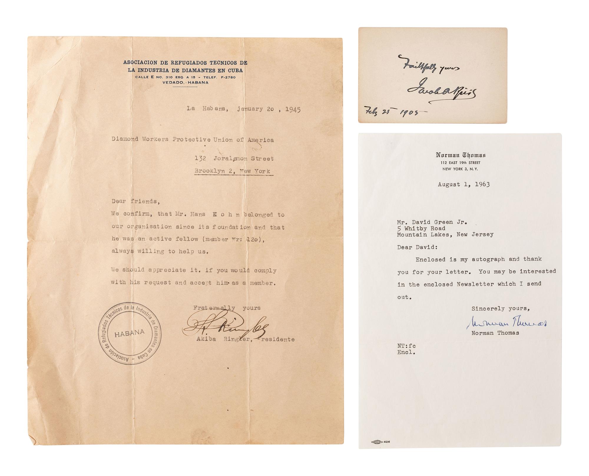 [SOCIAL REFORMERS]. Autographs from labor advocates and other social reformers, comprising: