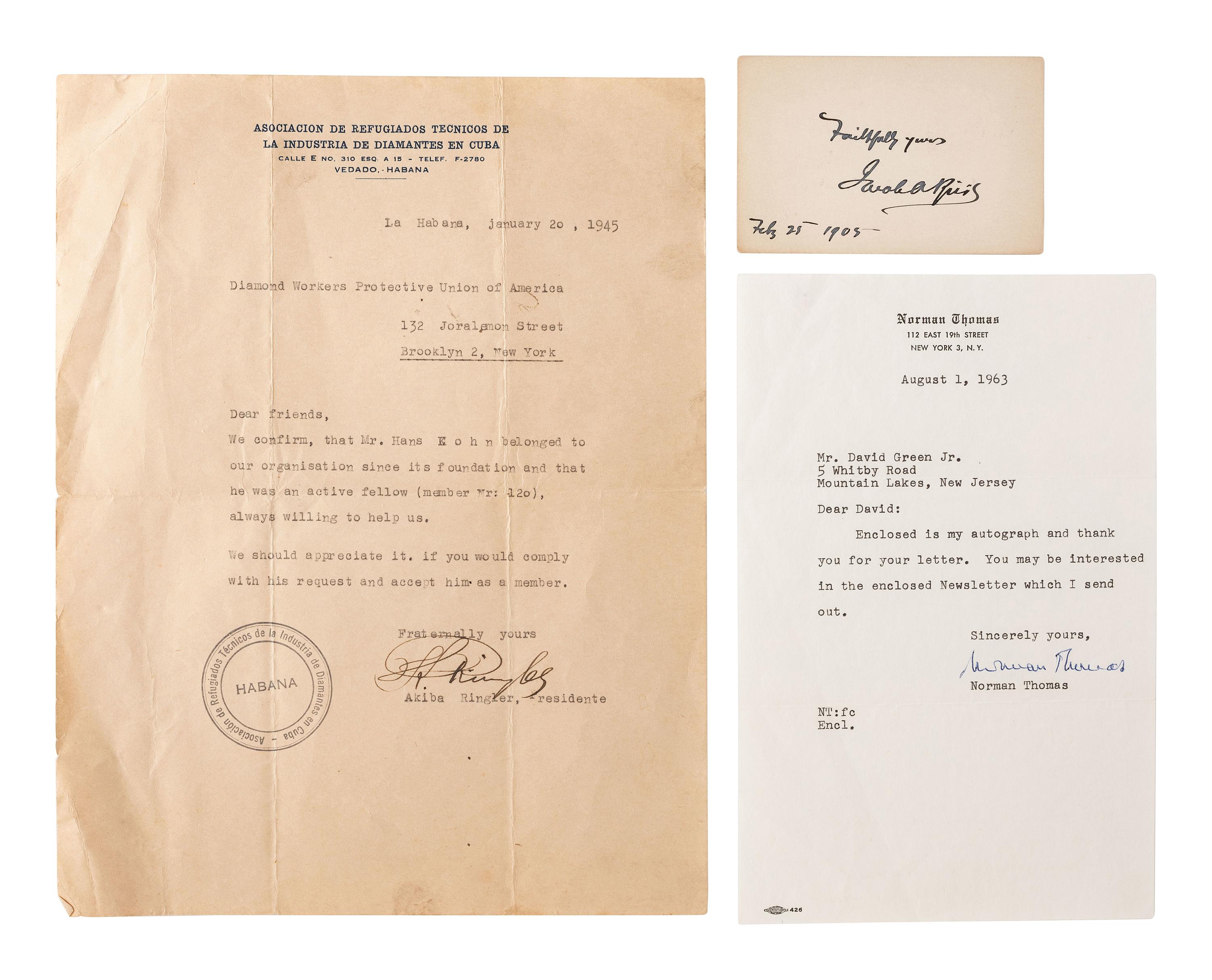 [SOCIAL REFORMERS]. Autographs from labor advocates and other social reformers, comprising: