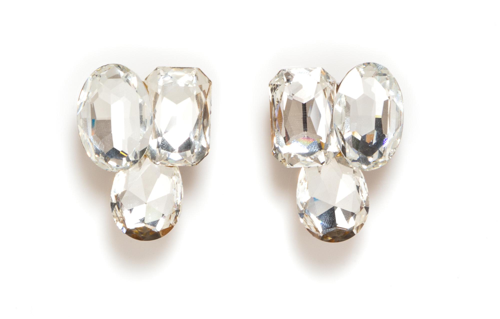 A Pair of Wendy Gell Large Rhinestone Earclips,