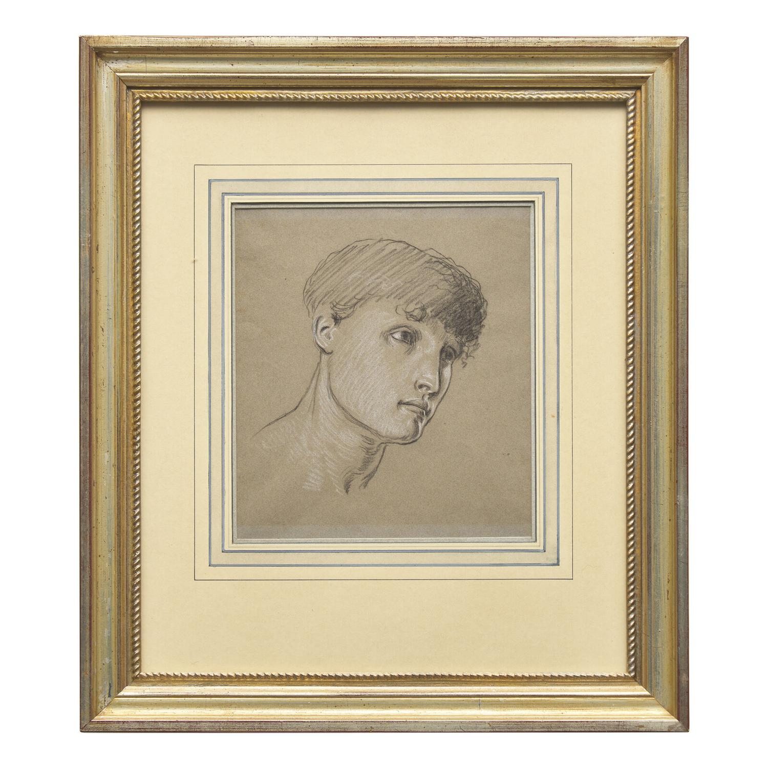 Elihu Vedder (American, 1836–1923) — Study for "Return from Calvary - the Ninth Hour from Crucifixion," c. 1867; together with Sketch of a Boy's Head (Two Works)