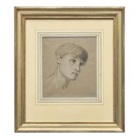 Elihu Vedder (American, 1836–1923) — Study for "Return from Calvary - the Ninth Hour from Crucifixion," c. 1867; together with Sketch of a Boy's Head (Two Works)