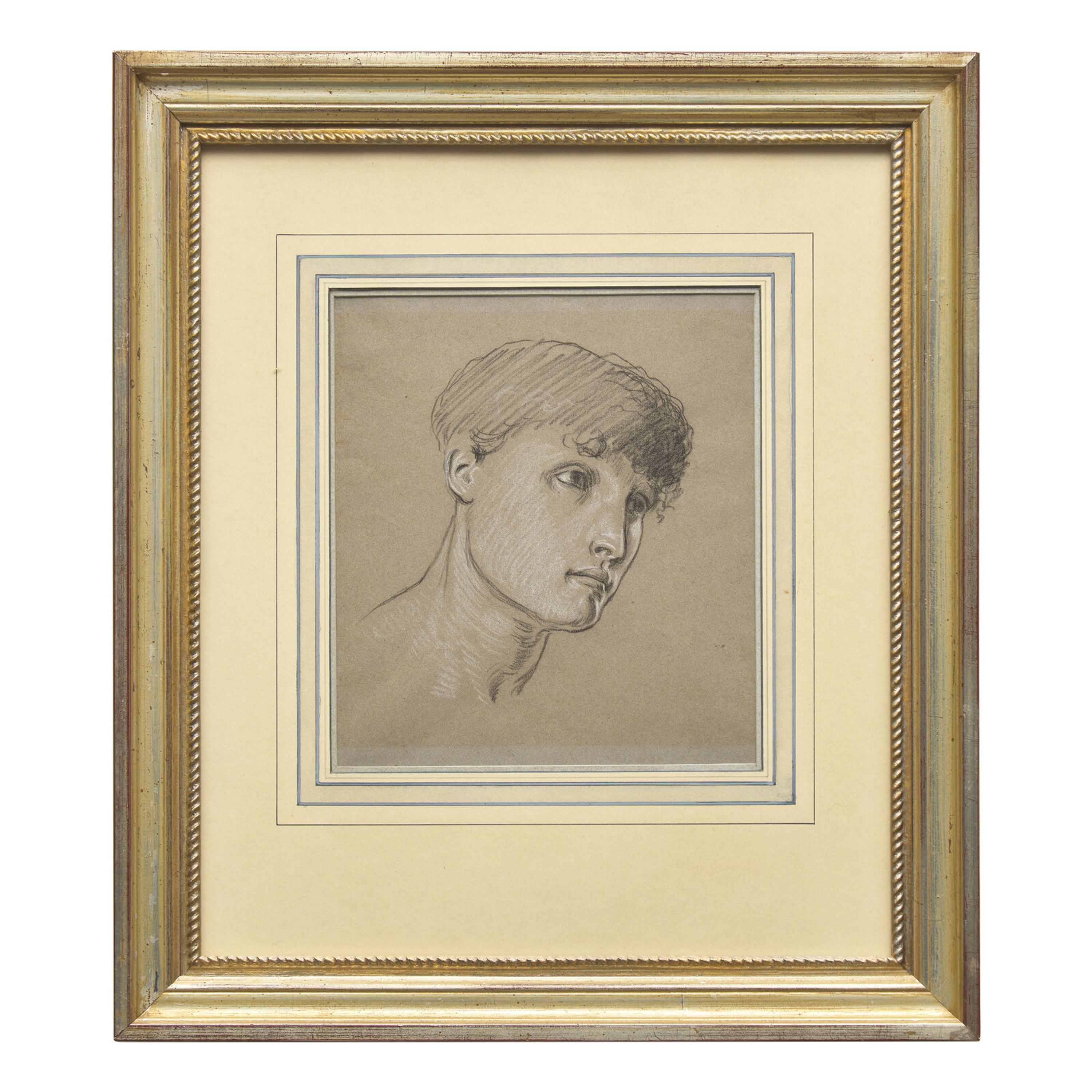 Elihu Vedder (American, 1836–1923) — Study for "Return from Calvary - the Ninth Hour from Crucifixion," c. 1867; together with Sketch of a Boy's Head (Two Works)