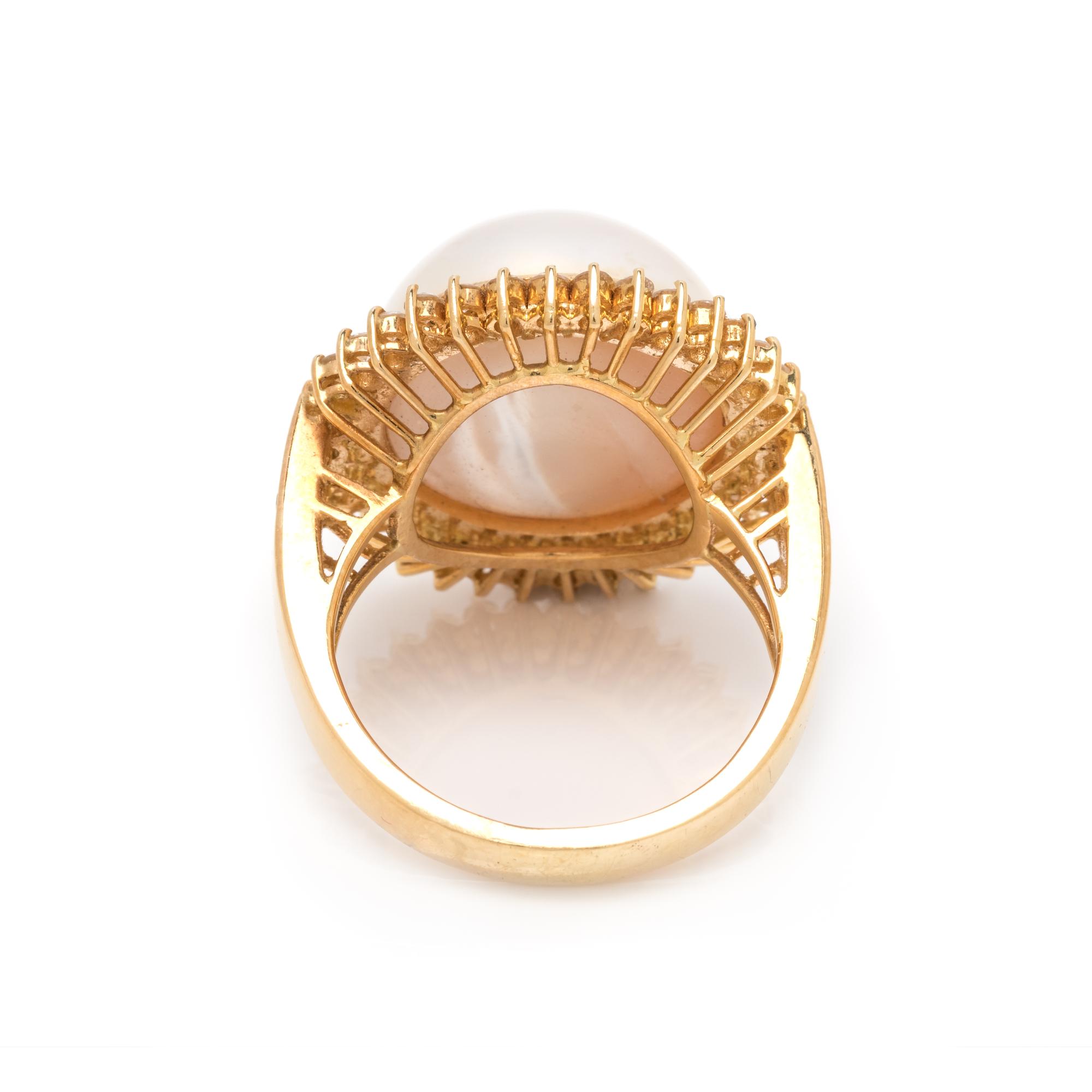 CULTURED MABE PEARL AND DIAMOND RING