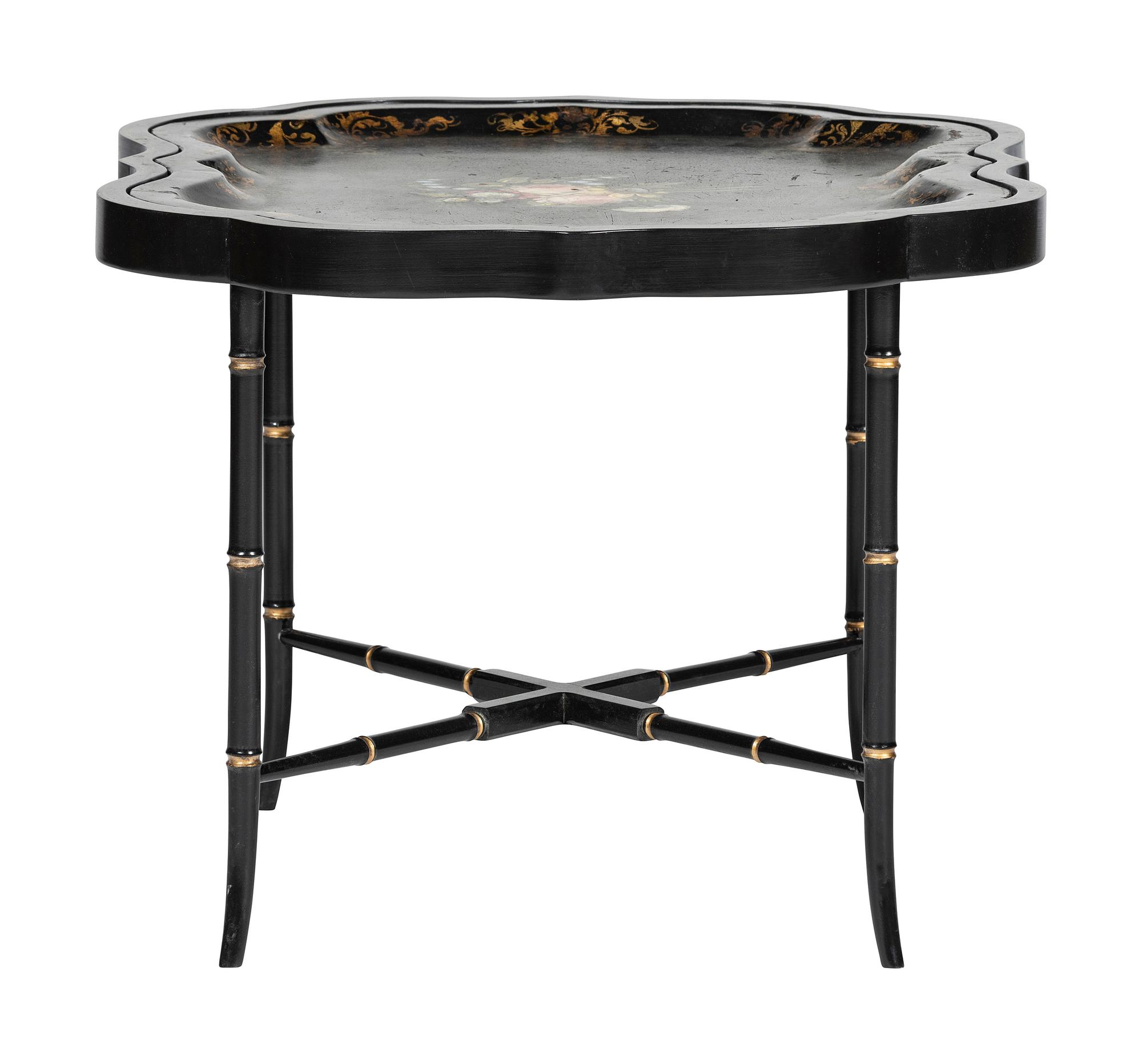 An English Black Lacquer Tray Table