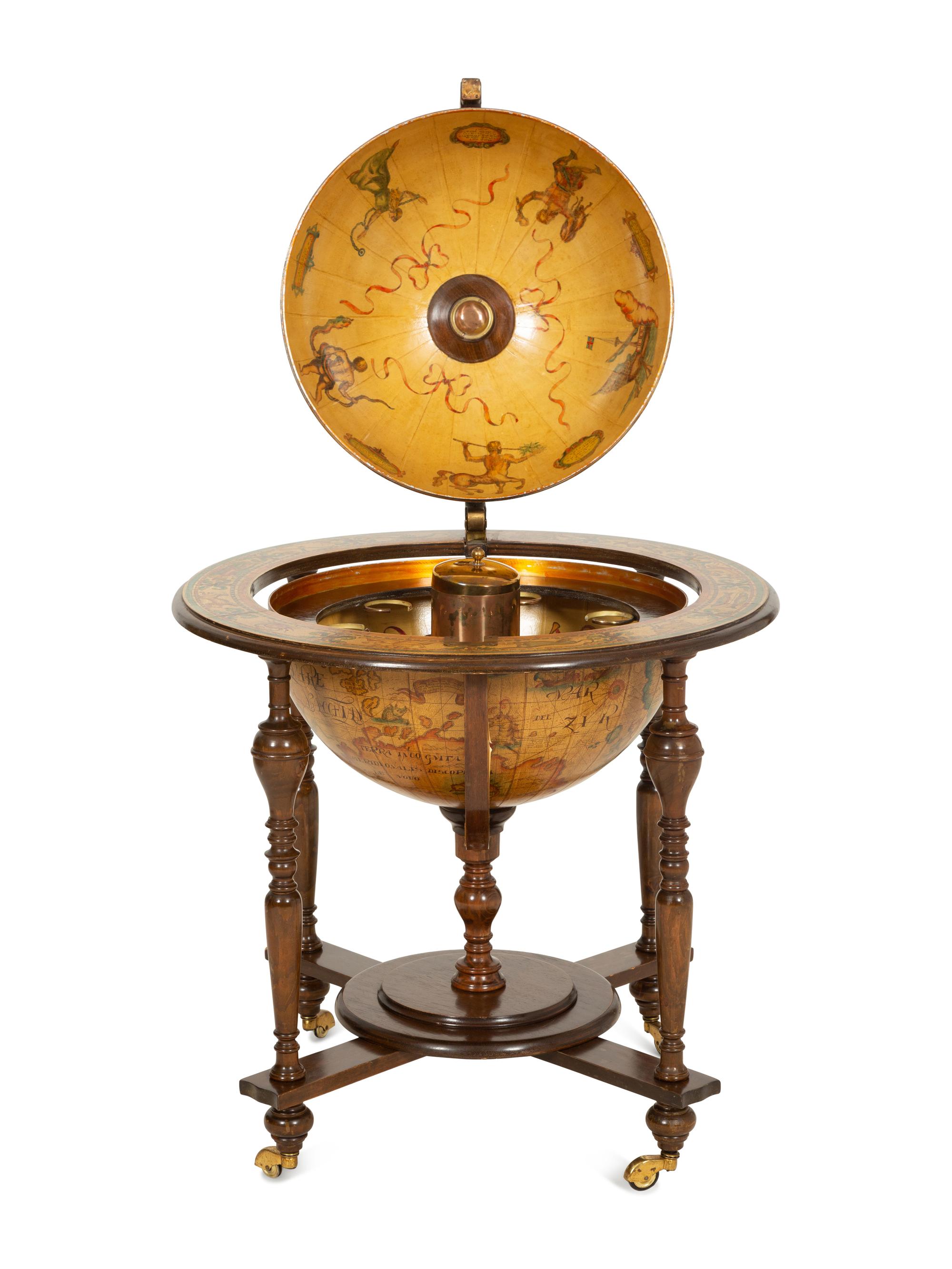 An Italian Library Globe-Form Bar Cabinet