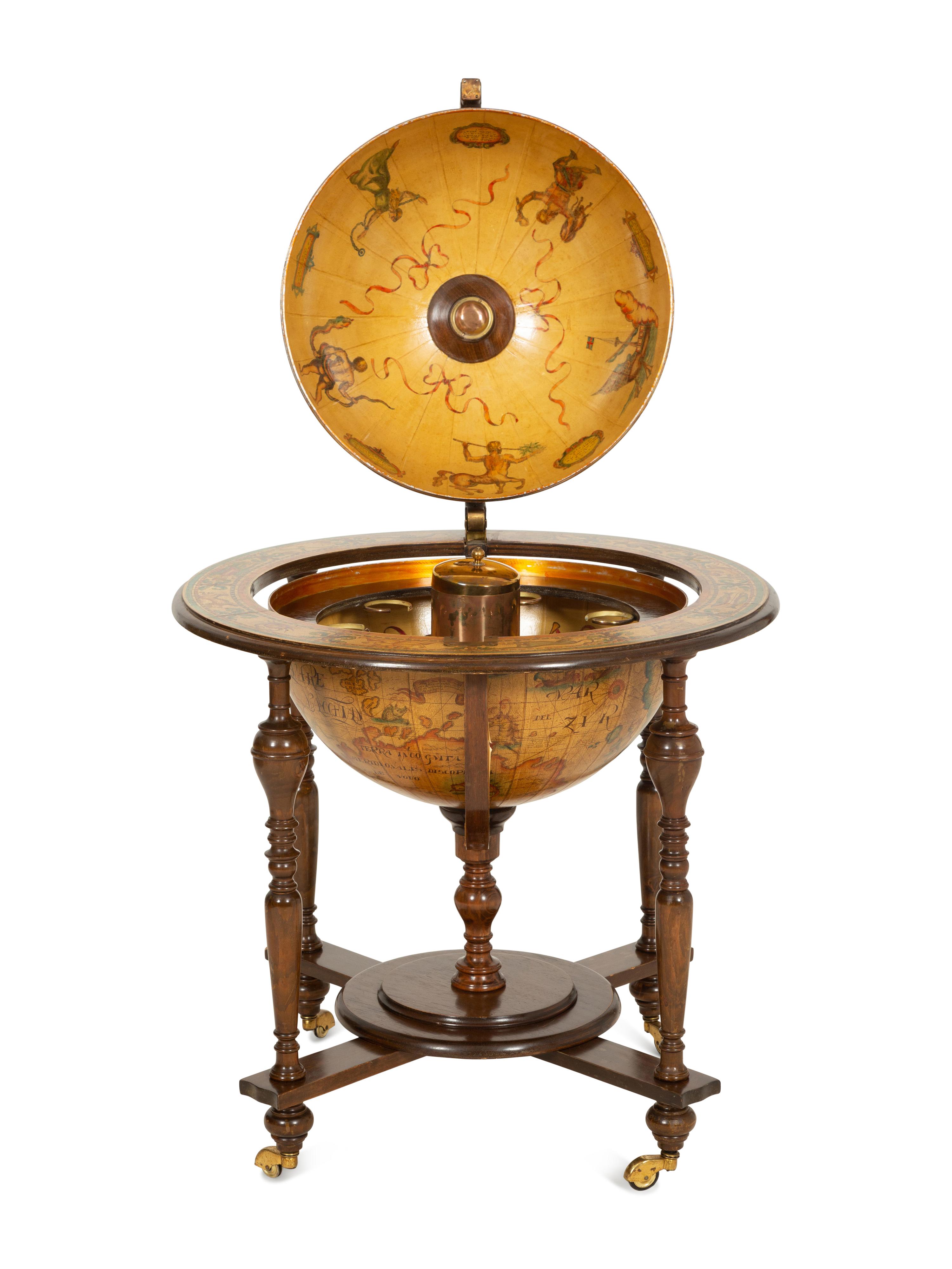 An Italian Library Globe-Form Bar Cabinet