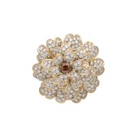 ERWIN PEARL, DIAMOND AND COLORED DIAMOND FLOWER BROOCH
