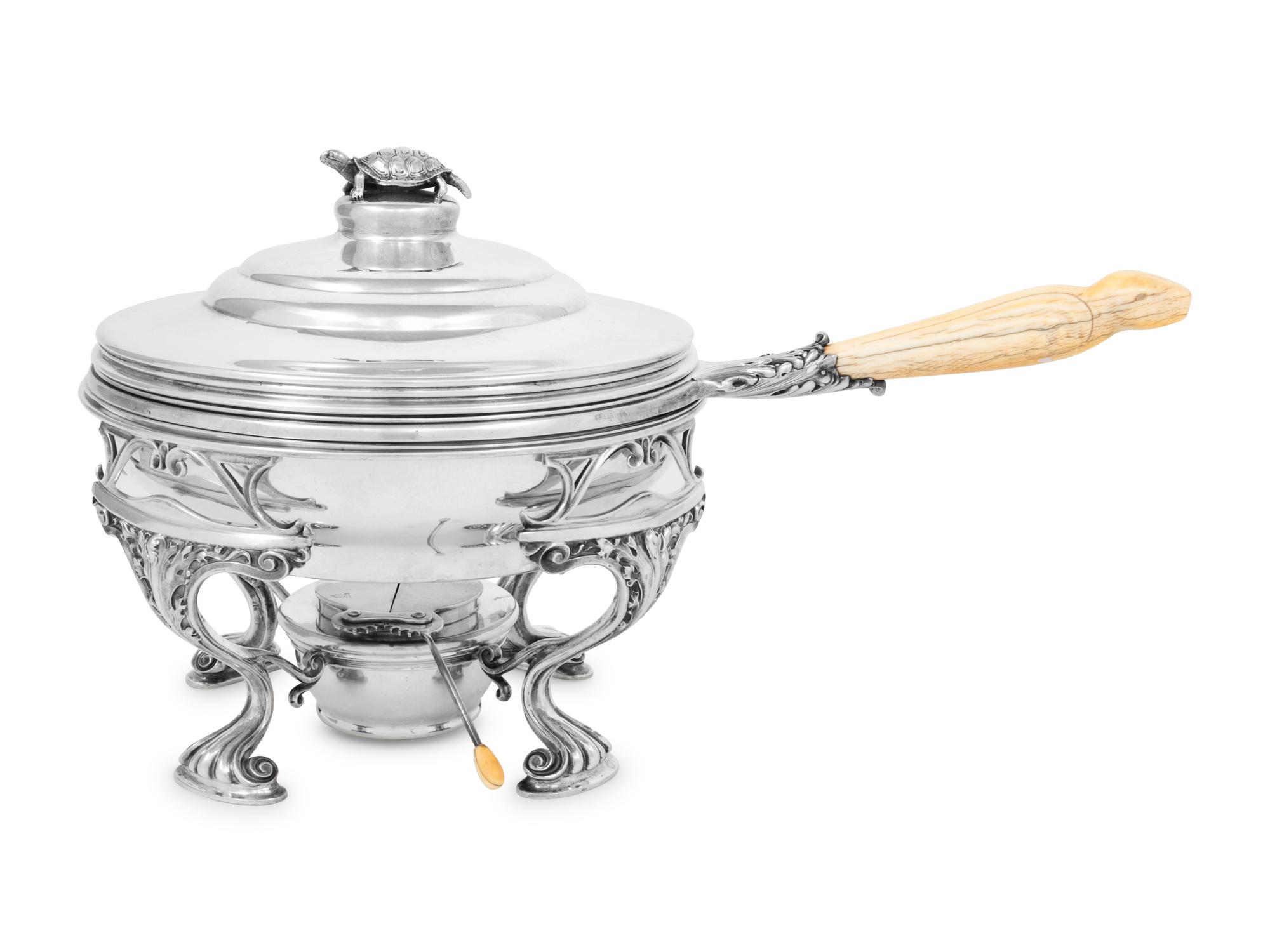 An Gorham Silver Terrapin Soup Covered Dish and Stand
