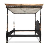 A George III Style Painted and Parcel-Gilt Tester Bed