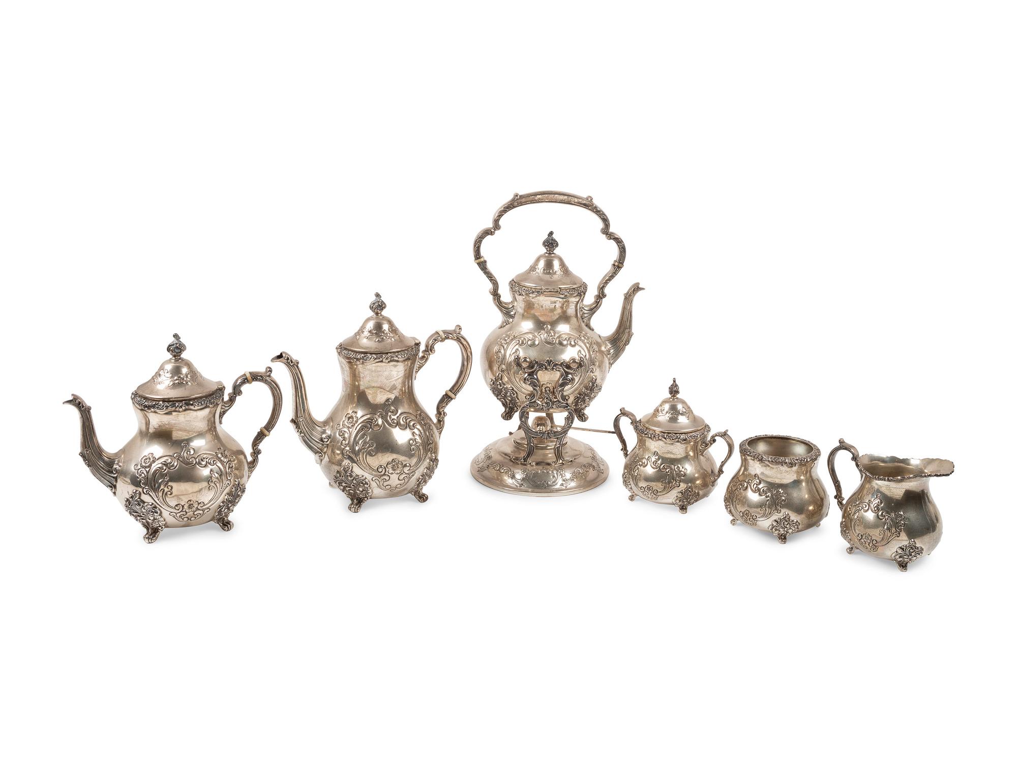 A Poole Silversmiths Silver Six-Piece Tea and Coffee Service