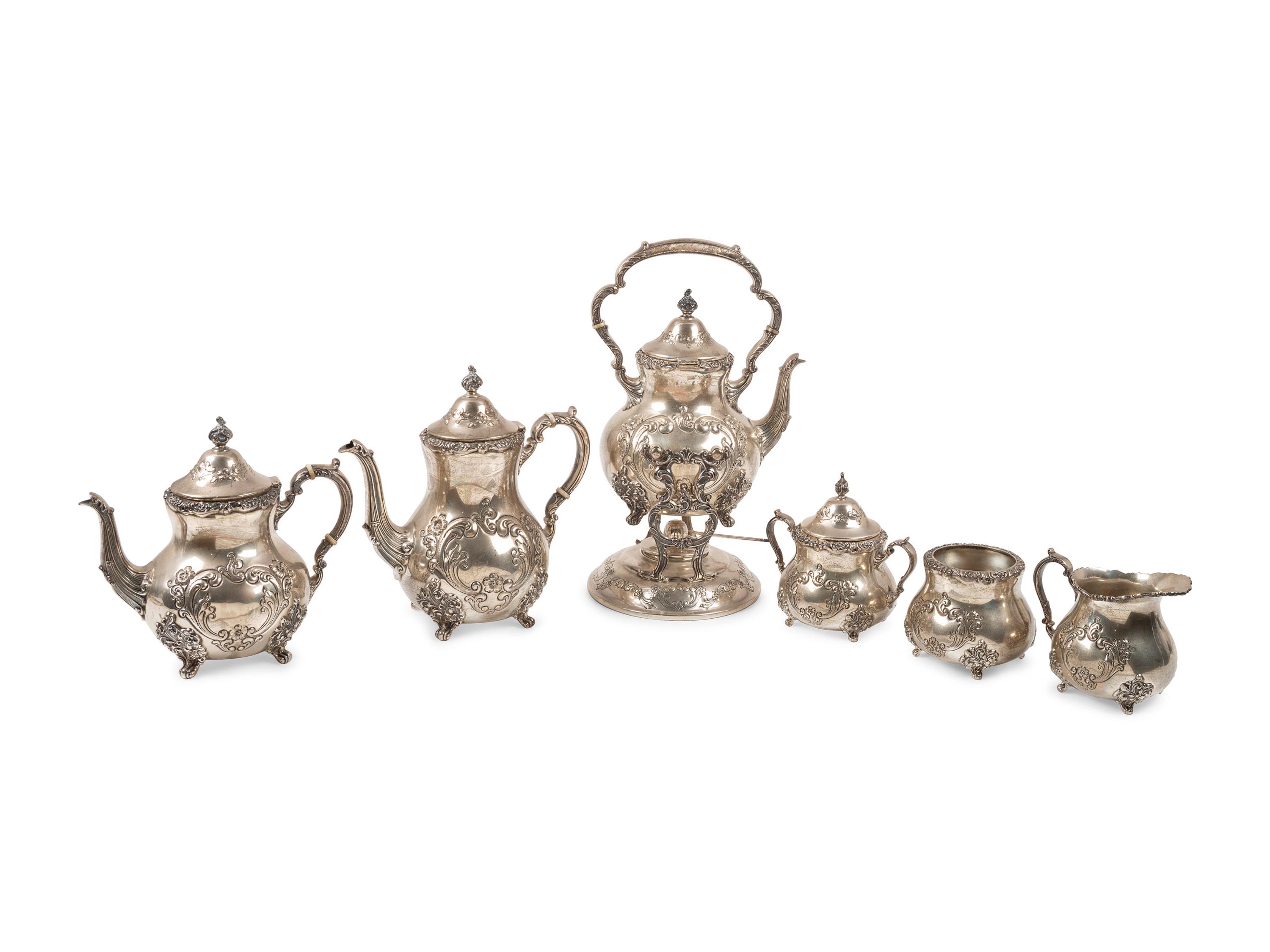 A Poole Silversmiths Silver Six-Piece Tea and Coffee Service