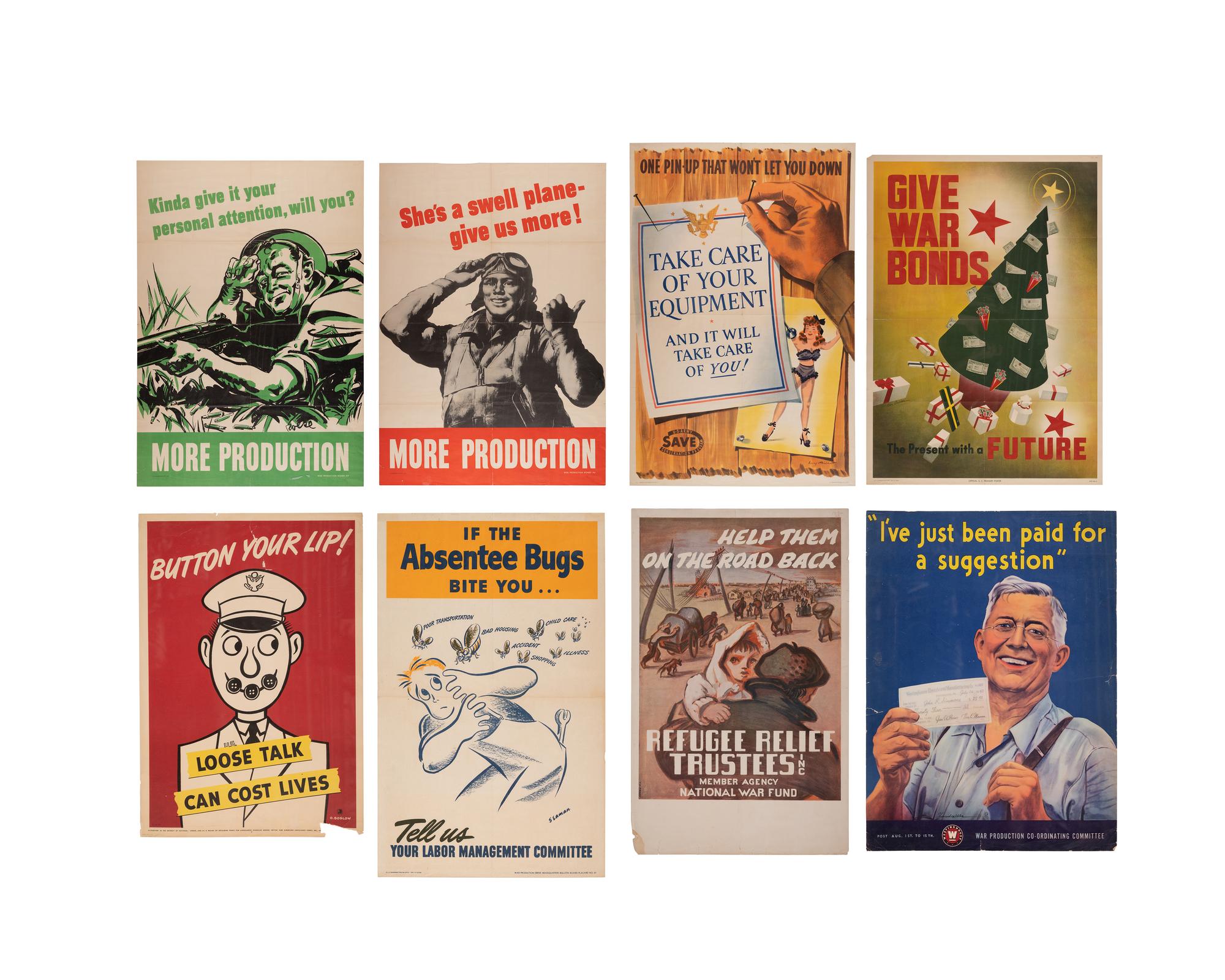[WORLD WAR II]. A group of 8 posters, comprising: