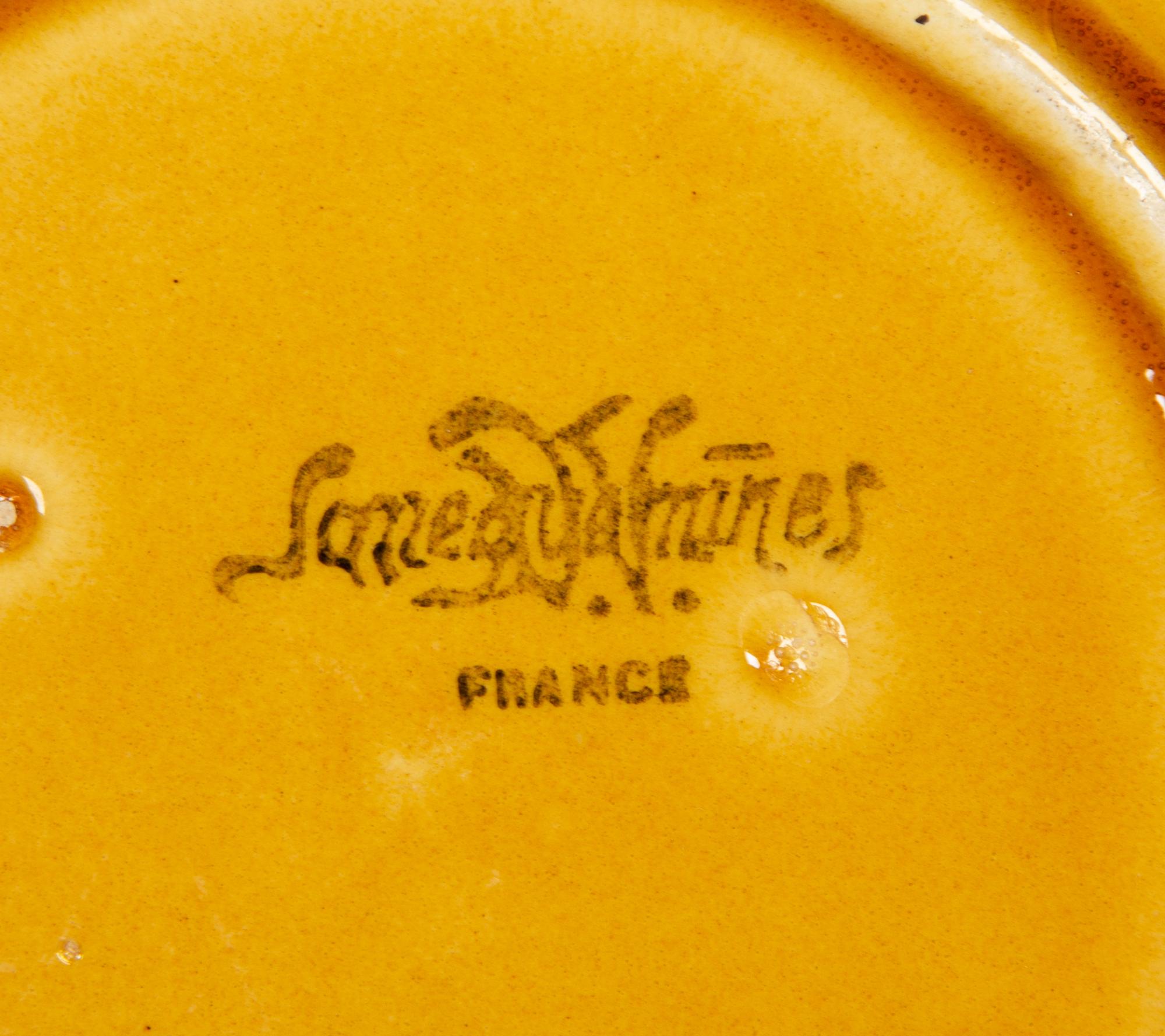A Group of French Sarreguemines Majolica Dessert Plates and Cake Platter — 20th Century
