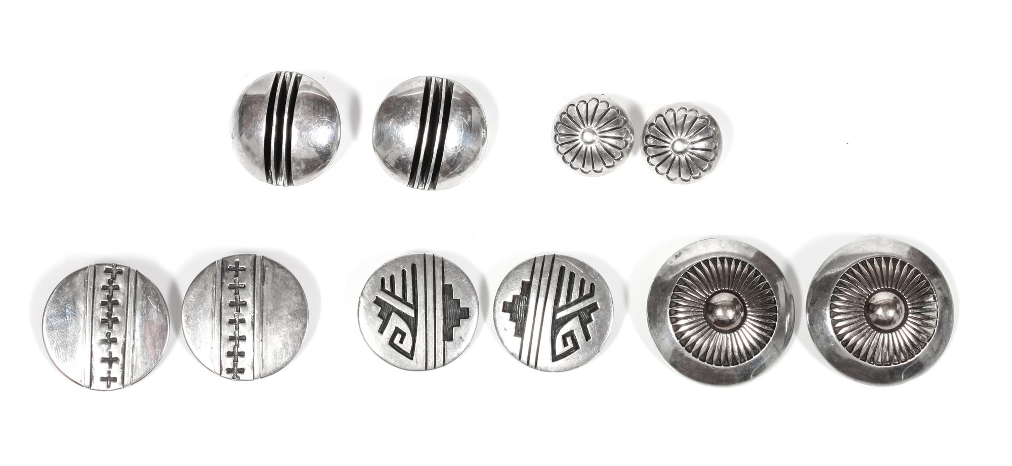 Five Pairs of Southwestern Silver Earrings