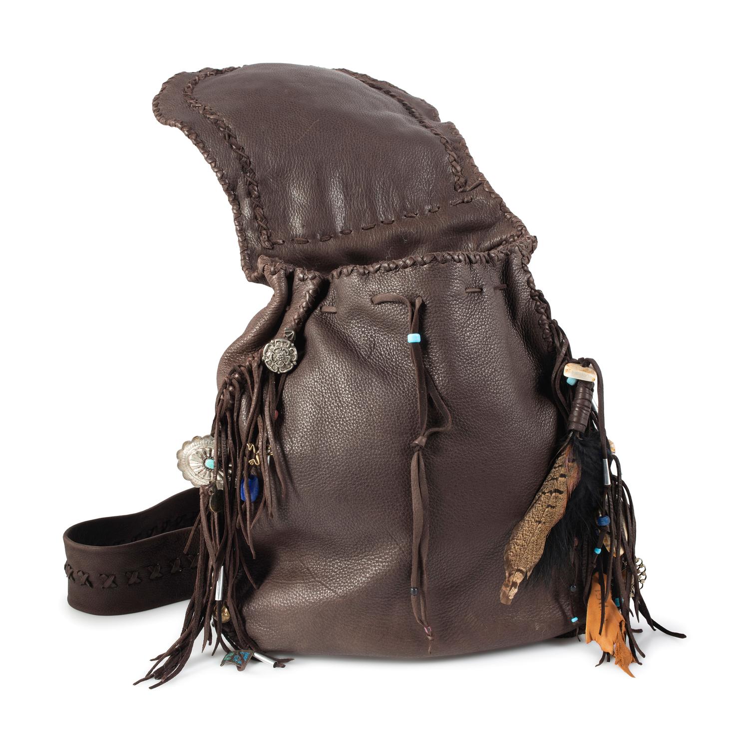 Southwestern-Style Brown Leather Satchel Backpack