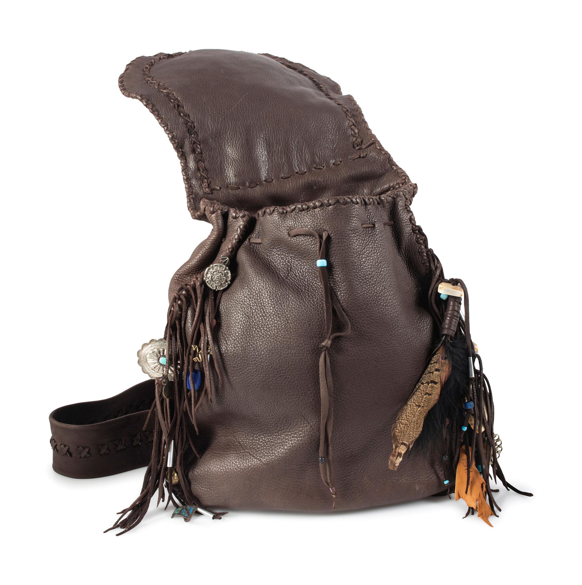Southwestern-Style Brown Leather Satchel Backpack