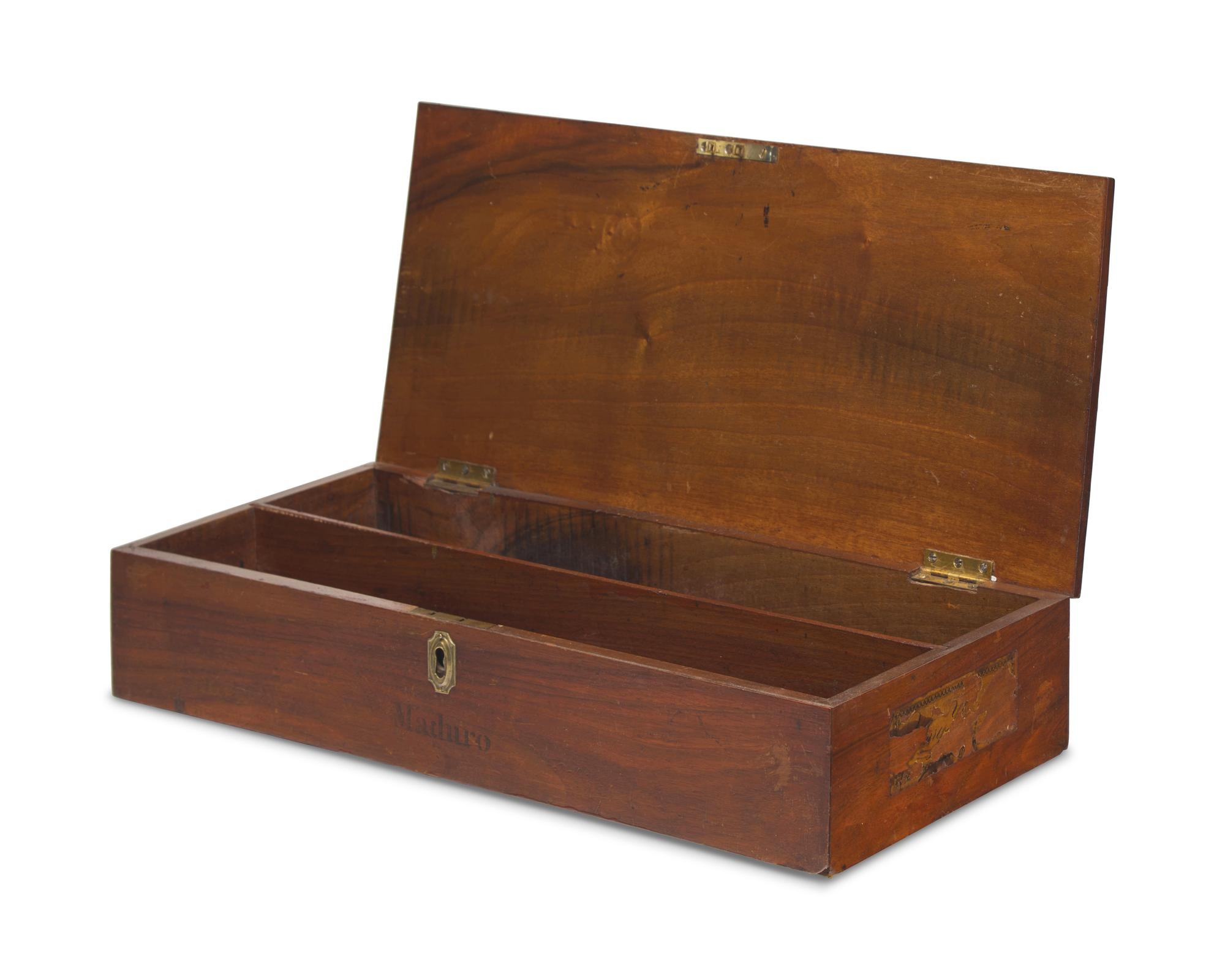 A Late Federal Inlaid Mahogany and Decoupaged Cigar Box
