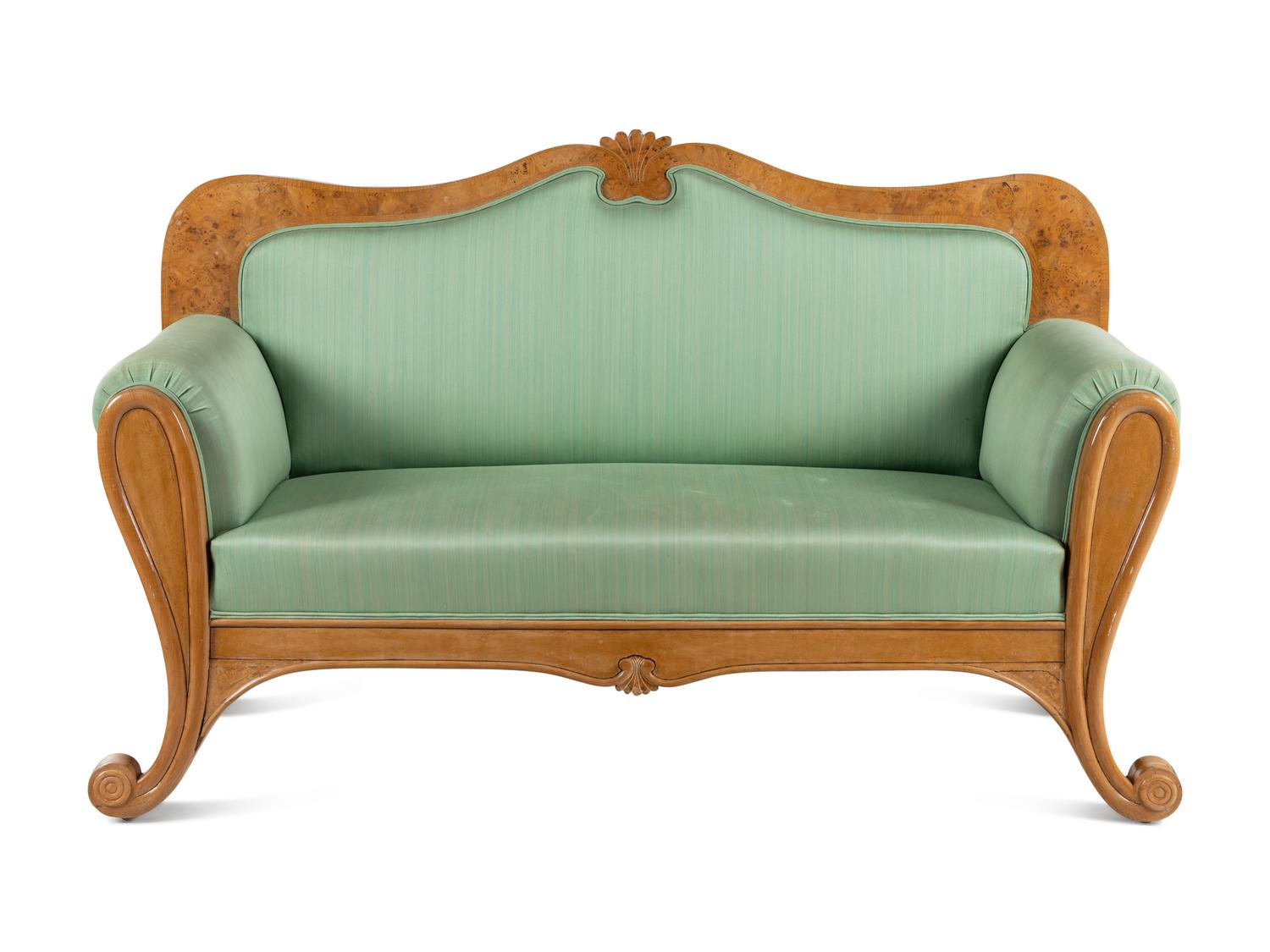 A Biedermeier Cherry and Poplar Settee