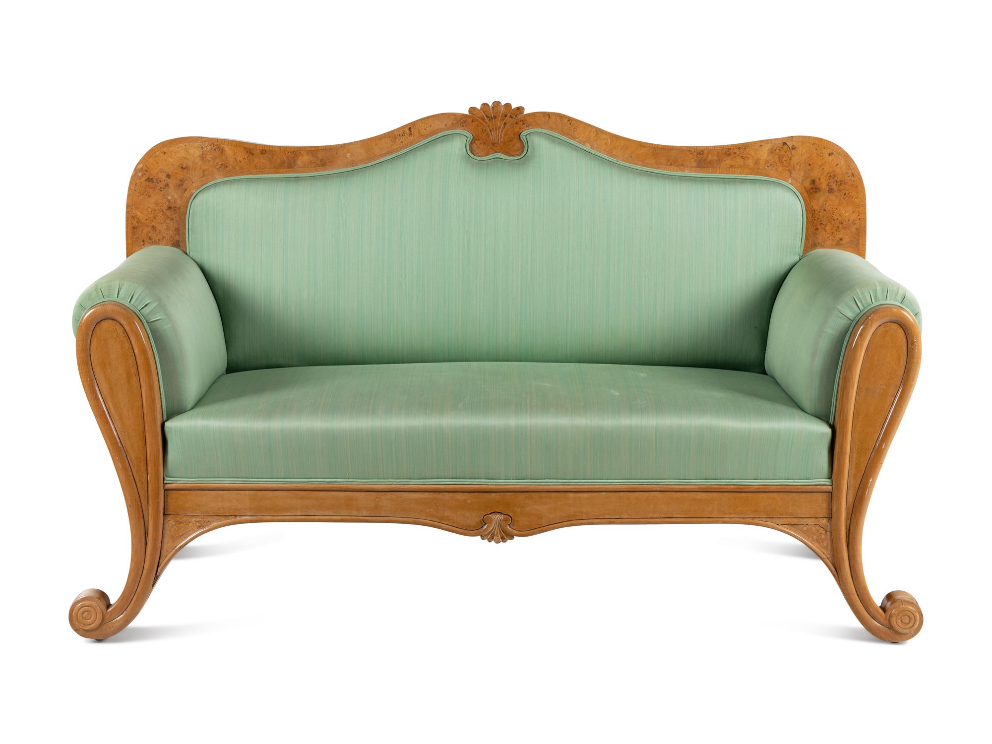 A Biedermeier Cherry and Poplar Settee