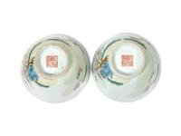 A Pair of Chinese Famille Rose "Ducks" Cups 粉彩游鳧杯一對