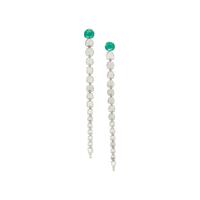 WHITE GOLD, EMERALD, AND DIAMOND EARRINGS