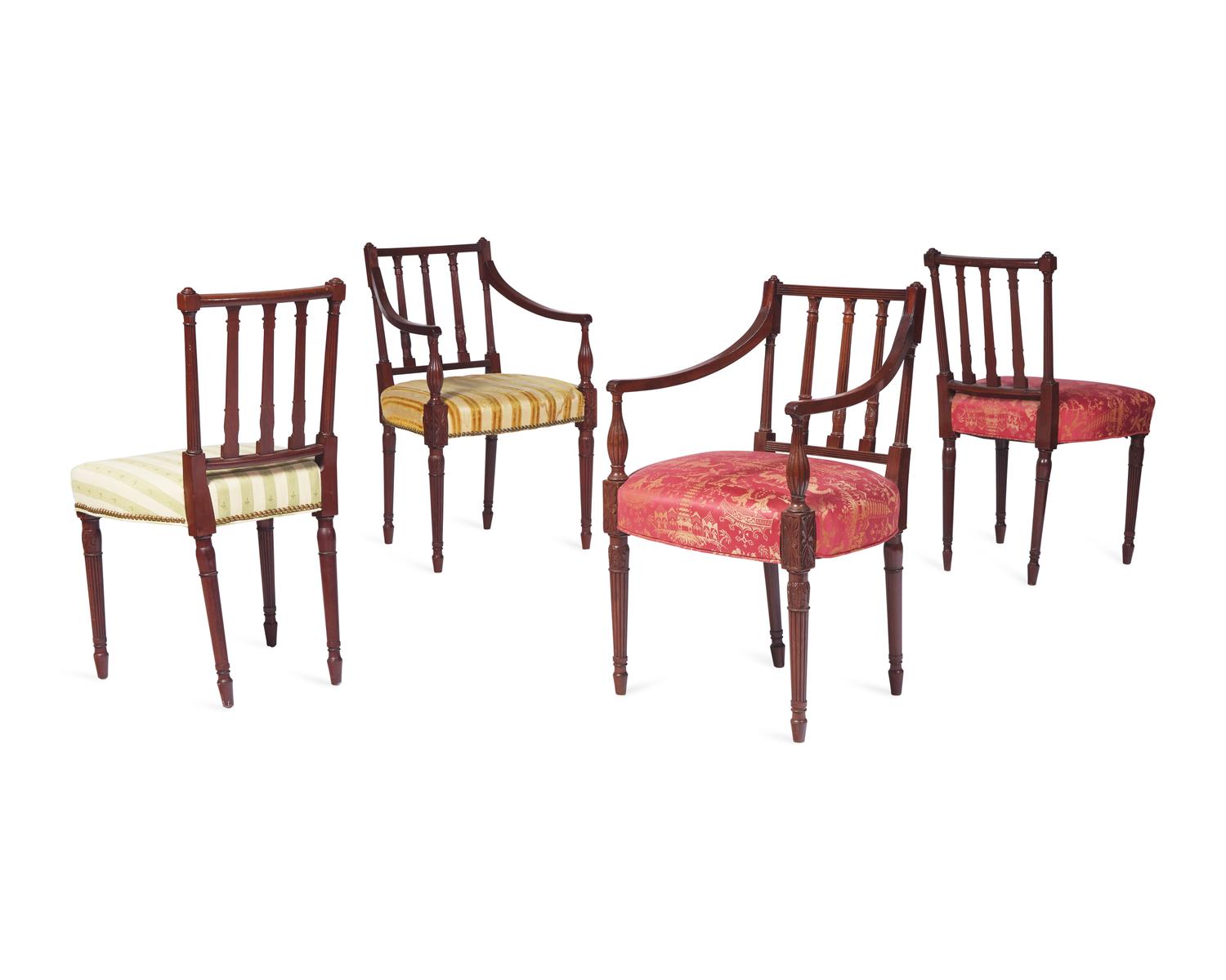A Set of Four Federal Carved Mahogany Chairs