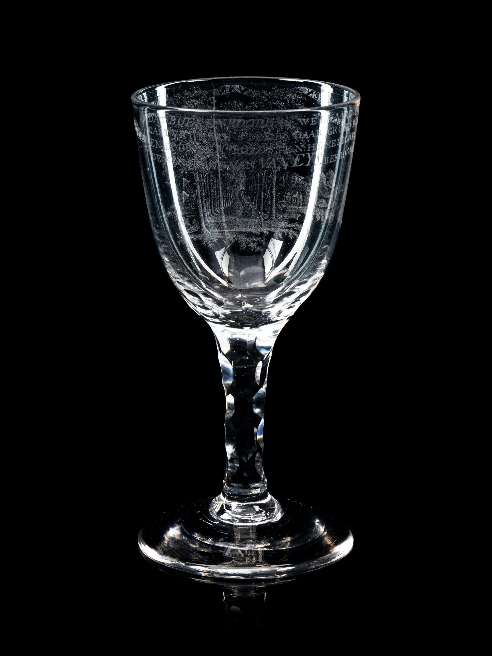 A David Wolff-Attributed Stipple Engraved Wine Glass