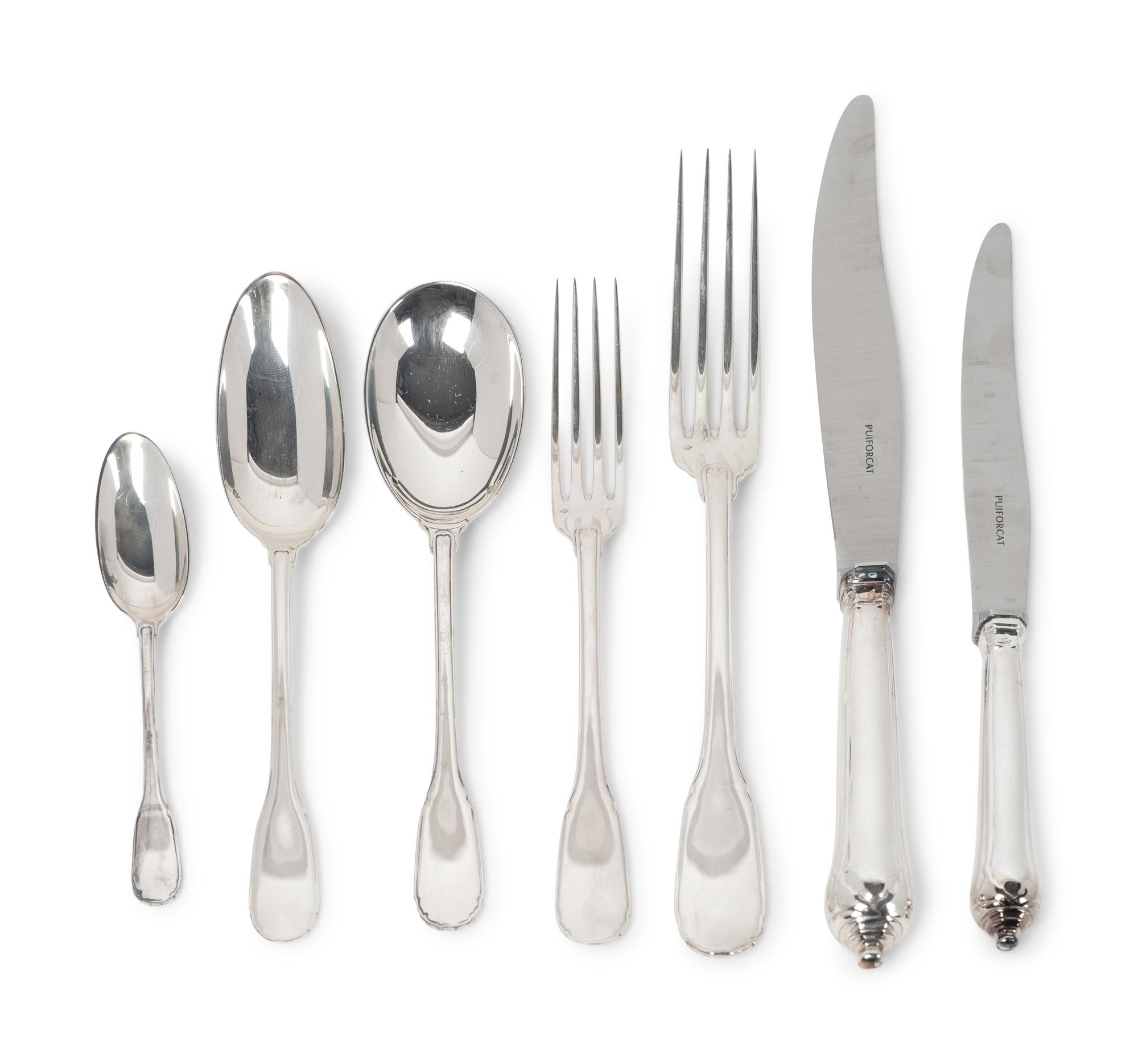 A Puiforcat Silver Part Flatware Service in the Noailles Pattern