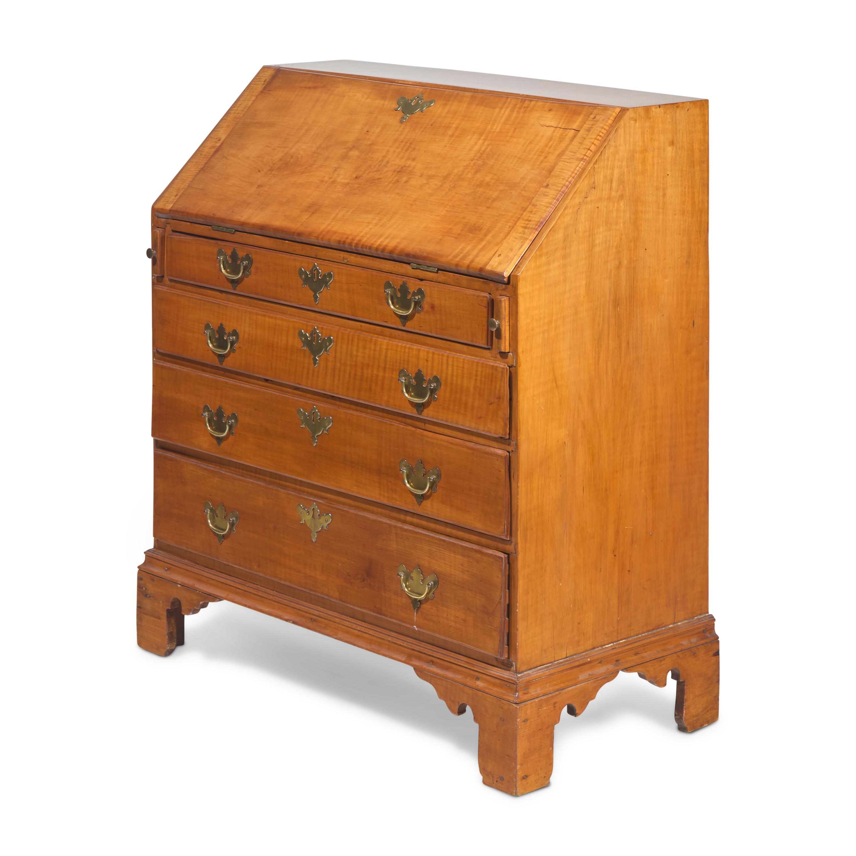 A Chippendale Tiger-Maple Slant-Front Desk