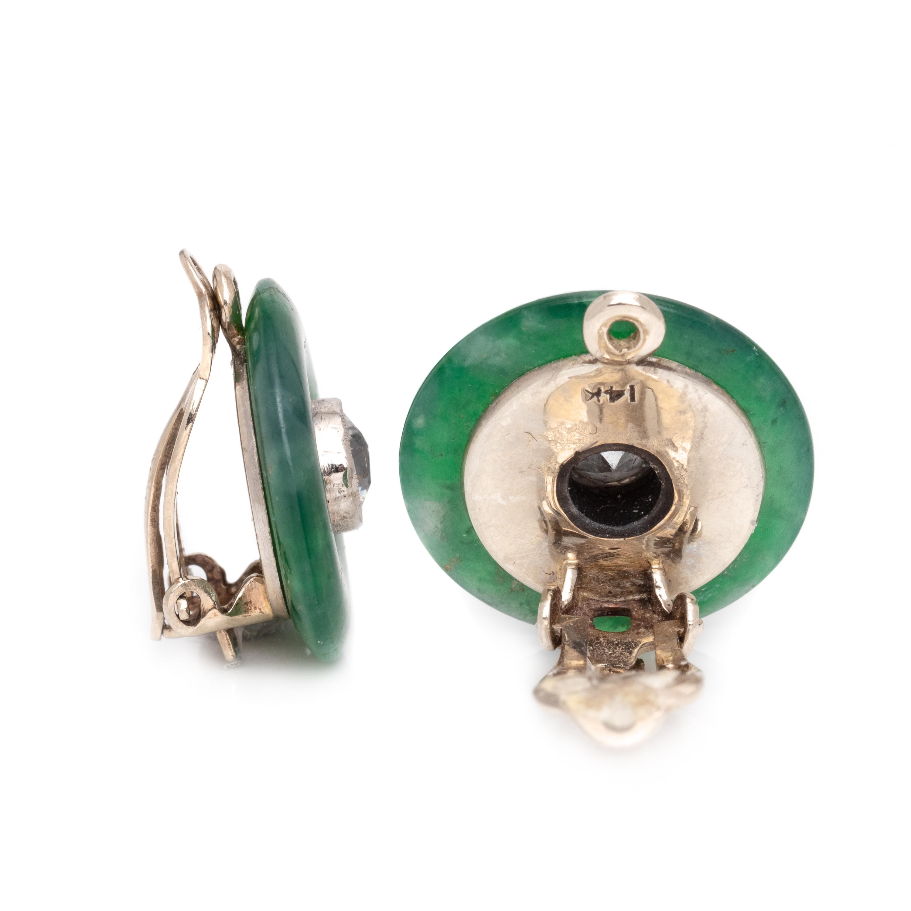 JADE AND ZIRCON EARCLIPS