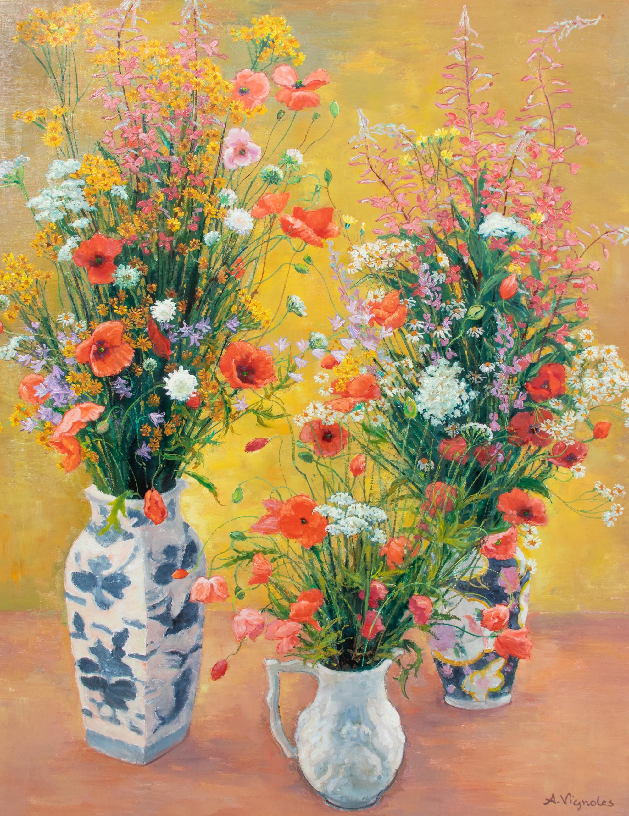 Bouquets de coquelicots et fleurs des champs