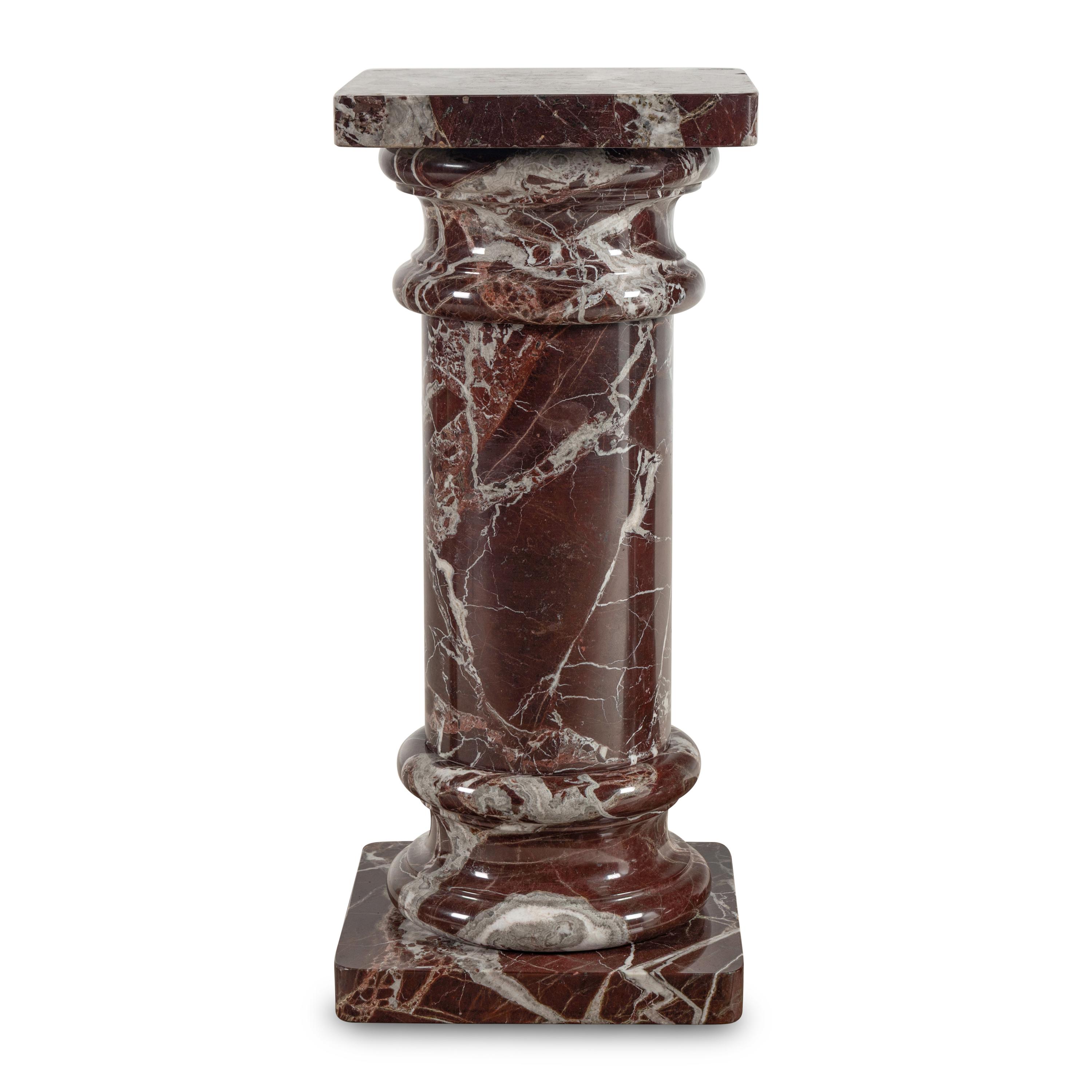 A Rosso Levanto Marble Pedestal