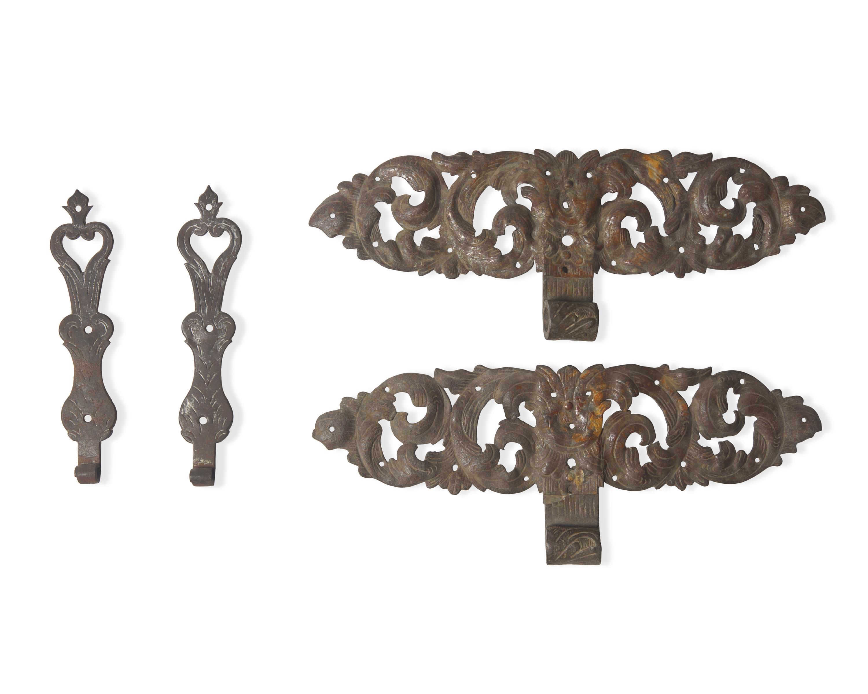 A Group of Four Wrought Iron Hinges, Germanic Countries, 18th Century