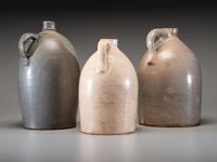 Three Cobalt Decorated Stoneware Jugs