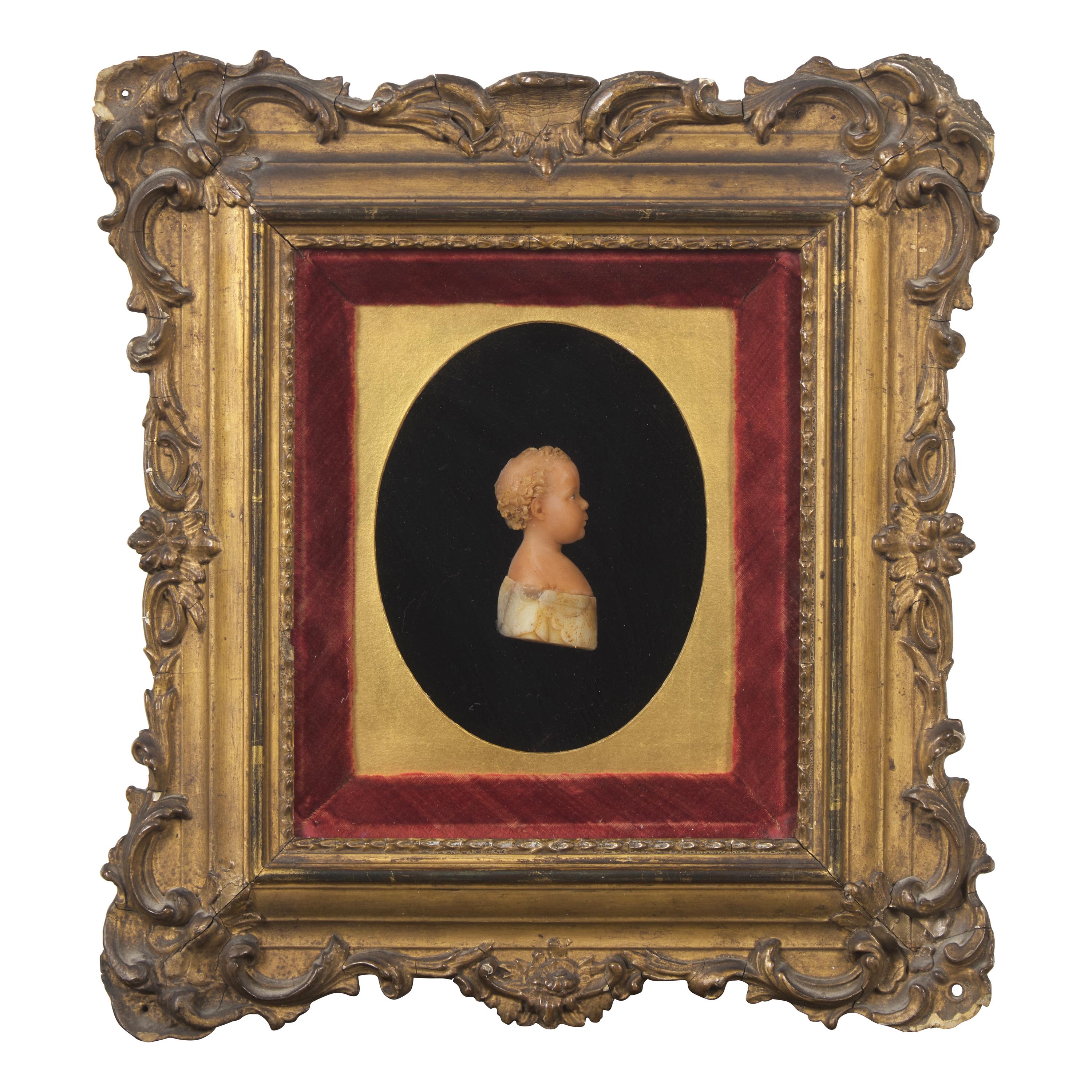 English School, 19th Century — Two Works: Wax Pictures of Children