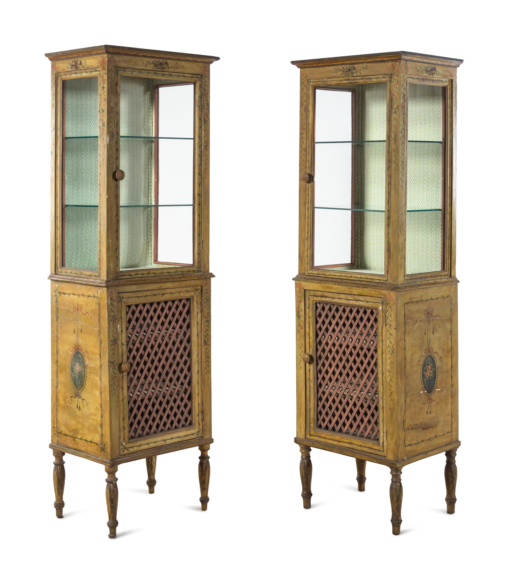 A Pair of Continental Painted Vitrine Cabinets