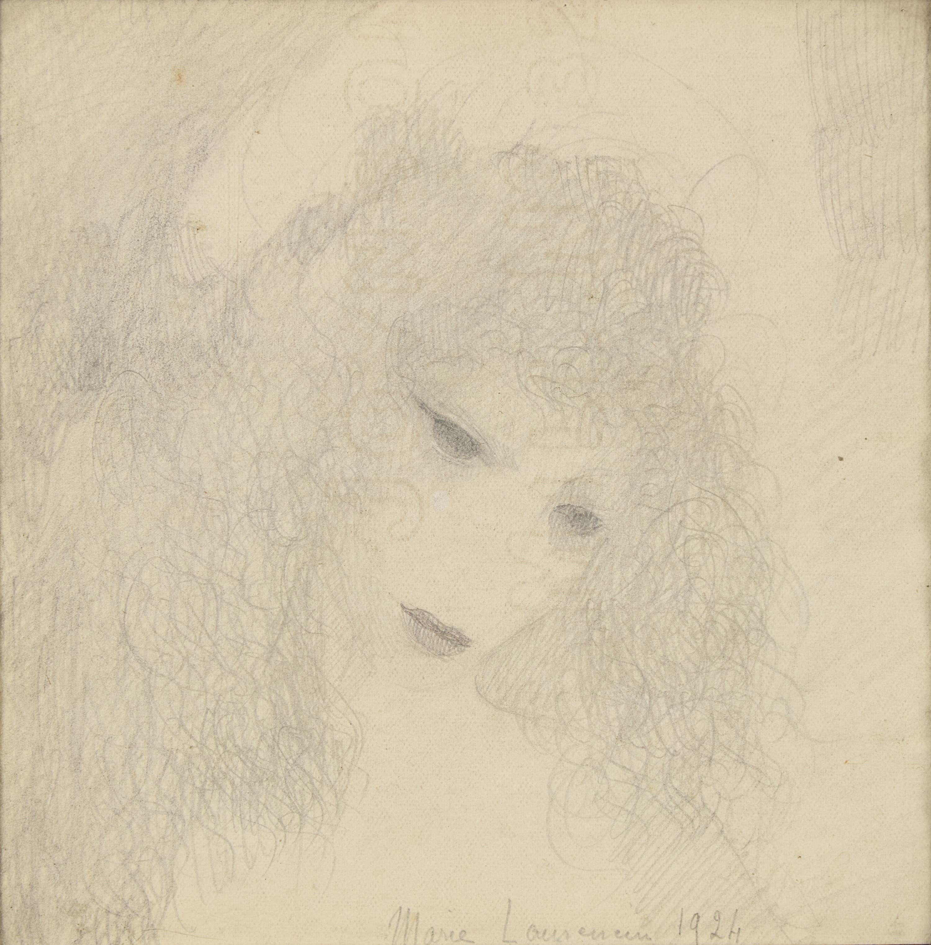 Marie Laurencin (French, 1883-1956) — Petite Tête de Femme aux Cheveux Frisés, 1924