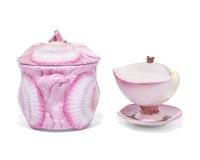 Two Wedgwood Wreathed Shell Pearlware Serving Articles